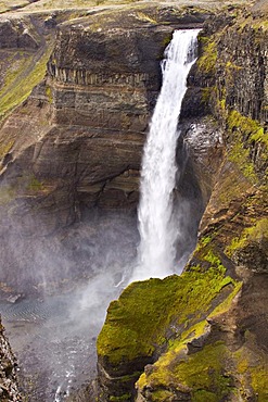 Haifoss waterfall with 120 meters descent, Hekla, Iceland, Europe