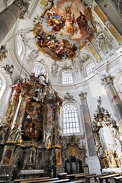 Side altar, Basilica of the Benedictine Abbey in Ottobeuren, Bavaria, Germany, Europe