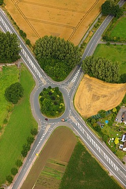 Aerial view, tangent, Kamener Kreuz junction rebuilding, A1 and A2 motorways, Kamen, Ruhrgebiet region, North Rhine-Westphalia, Germany, Europe