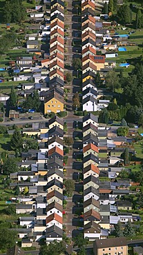 Aerial view, colliery village, row houses, Koenigsborn Friedrichstrasse, Alteheide, Unna, Ruhrgebiet region, North Rhine-Westphalia, Germany, Europe