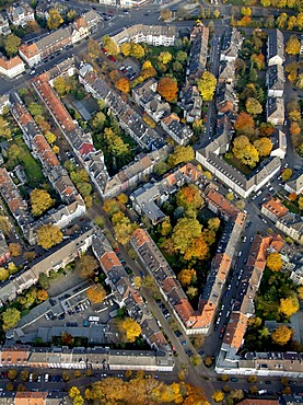 Aerial view, block perimeter development, Ruettenscheid, Essen, Ruhr Area, North Rhine-Westphalia, Germany, Europe