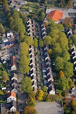 Aerial, colliery settlement Ziethenstrasse, Luenen, Ruhr district, North Rhine-Westphalia, Germany, Europe