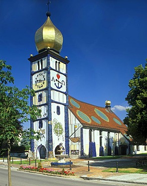 Parish church Saint Barbara, 1987-1988, by Friedensreich Hundertwasser, Baernbach, Styria, Austria, Europe