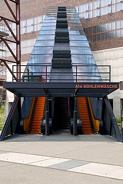 Escalator to the visitor center of the Zeche Zollverein mine, UNESCO World Heritage Site, Essen, Ruhrgebiet area, North Rhine-Westphalia, Germany, Europe