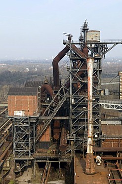 Blast furnace of a former steel plant in the Landschaftspark Duisburg Nord landscape park, Ruhrgebiet area, North Rhine-Westphalia, Germany, Europe