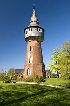 Water tower in the castle gardens, Husum, North Sea, North Friesland, Schleswig-Holstein, Germany, Europe