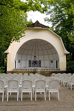 Bandshell in the spa gardens and concert garden, Bad Rothenfelde, Osnabruecker Land region, Lower Saxony, Germany, Europe