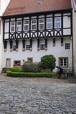 Castle courtyard, Schloss Iburg castle, Bad Iburg, Osnabruecker Land region, Lower Saxony,