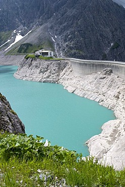 Dam on Luener Lake at 1979m altitude, Vorarlberg, Austria, Europe