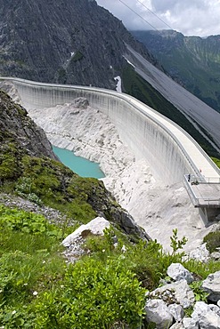 Dam on Luener Lake at 1979m altitude, Vorarlberg, Austria, Europe