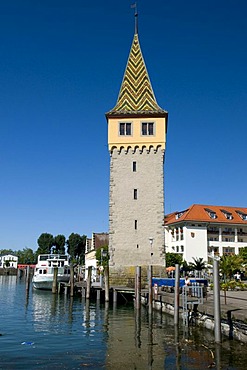 Mangturm tower at the harbour, Lindau, Lake Constance, Bavaria, Germany, Europe