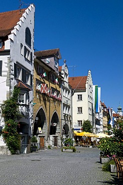 Maximilianstrasse shopping street in the old town, Lindau, Lake Constance, Bavaria, Germany, Europe