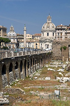 Imperial Fora with the Church of Santa Maria Di Loreto and Church Santissimo Nome Di Maria, Church of the Most Holy Name of Mary, Rome, Italy, Europe