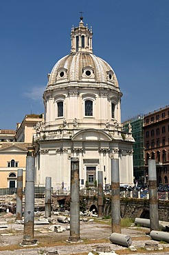 Imperial Fora with the Church Santissimo Nome Di Maria, Church of the Most Holy Name of Mary, Rome, Italy, Europe