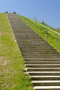 Staircase to the lookout point in the Nordsternpark, Route der Industriekultur Route of Industrial Heritage, Gelsenkirchen, Ruhrgebiet region, North Rhine-Westphalia, Germany, Europe