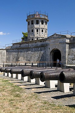 Cannons in front of the fortress, Pula, Istria, Croatia, Europe