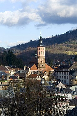 Cityscape with Peter and Paul collegiate church, spa town of Baden-Baden, Black Forest, Baden-Wuerttemberg, Germany, Europe