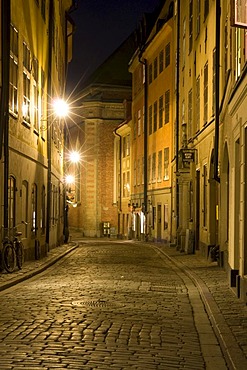 Historic town Gamla Stan, night shot, Stockholm, Sweden, Scandinavia, Europe