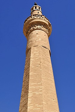 Minaret of the historic Friday or Congregational Mosque of Nain, Isfahan, Esfahan, Iran, Persia, Asia