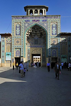 Entrance portal of Shah Cheragh Mausoleum, Shiraz, Fars, Iran, Persia, Asia