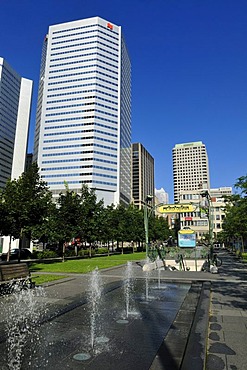 Fountain at Place Jean-Paul-Riopelle, Montreal, Quebec, Canada, North America