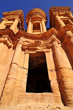 Facade of the procession monastery Ed-Deir in the Nabataean city of Petra, World Heritage Site near Wadi Musa, Jordan, Middle East, Orient