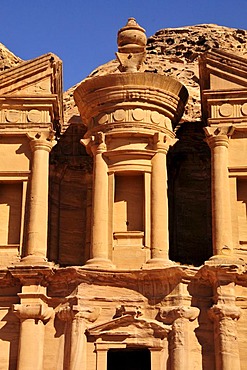 Facade of the procession monastery Ed-Deir in the Nabataean city of Petra, World Heritage Site near Wadi Musa, Jordan, Middle East, Orient