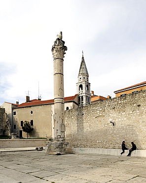 Roman column at the Forum in Zadar, Croatia, Europe