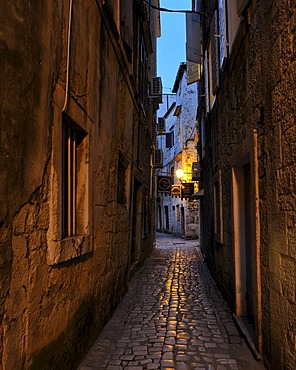 Night in the streets of Trogir, Croatia, Europe