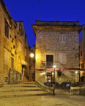 Cathedral Square at night, Trogir, Croatia, Europe