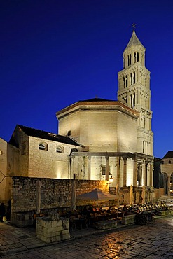 Cathedral of St. Duje at night, Split, Croatia, Europe