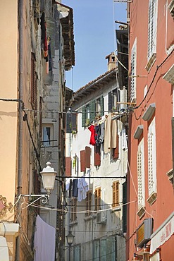 Lane in the historic town centre of Rovinj, Croatia, Europe