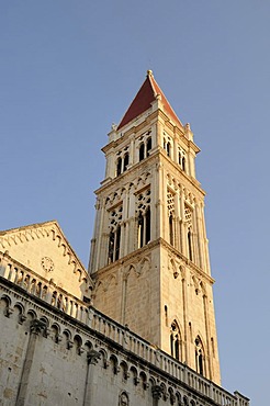 Bell tower of the Cathedral of St. Lawrence in Trogir, Croatia, Europe