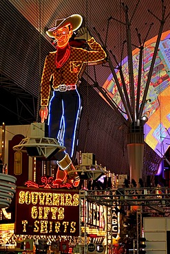 Vegas Vic, the famous cowboy figure in Fremont Street in old Las Vegas, Nevada, USA