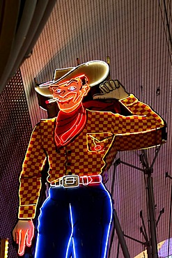 Vegas Vic, the famous cowboy figure in Fremont Street in old Las Vegas, Nevada, USA