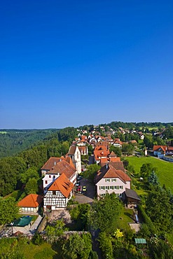 View of Zavelstein from the Burgruine Zavelstein castle ruins, Bad Teinach Zavelstein, Black Forest, Baden-Wuerttemberg, Germany, Europe