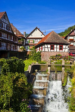 Alte Kelter pub with weir, Reichental, Black Forest, Baden-Wuerttemberg, Germany, Europe