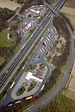 A57 motorway, near Krefeld, roadhouse Geismuehle West and Ost, Krefeld, North Rhine-Westphalia, Germany, Europe