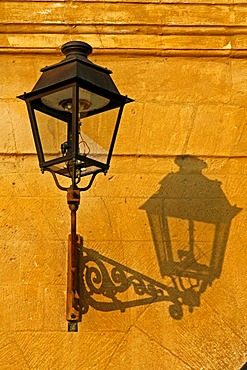 Lantern with shadow, Sarlat, Dordogne, Aquitaine, France, Europe