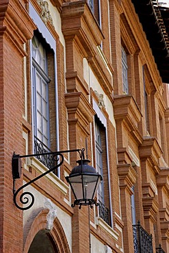 Red brick architectural detail, Place National, Montauban, Tarn-et-Garonne, France, Europe