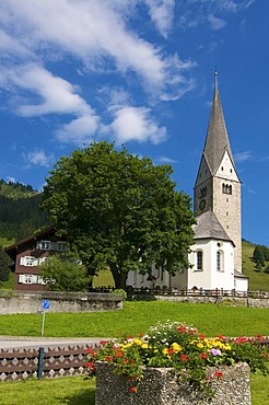 Church of St. Jodok in Mittelberg, Kleinwalsertal, Little Walser Valley, Allgaeu, Vorarlberg, Austria, Europe