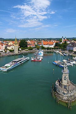 Harbour with Mangturm tower in Lindau, Lake Constance, Allgaeu, Bavaria, Germany, Europe