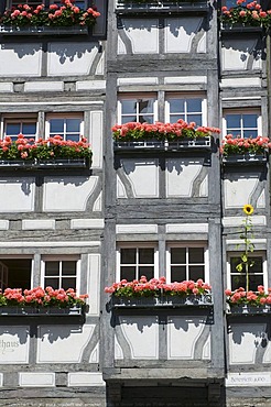 Half-timbered building, Maximilianstrasse street in the old town, Lindau, Bavaria, Germany, Europe