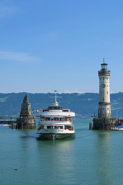 Harbor entrance at Lindau, Lake Constance, Bavaria, Germany, Europe