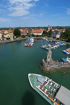 Harbour and Mangturm tower in Lindau, Lake Constance, Bavaria, Germany, Europe