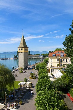 Harbour and Mangturm tower in Lindau, Lake Constance, Bavaria, Germany, Europe