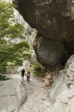 Climbers in Velika Paklenica Canyon, Paklenica National Park, Velebit Mountains, Dalmatia, Croatia, Europe