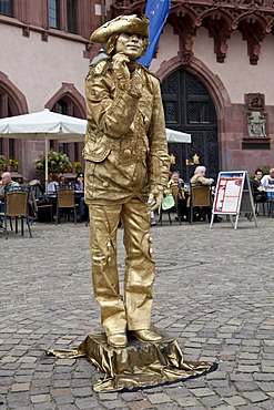 Pantomime, Living Statue at the Frankfurter Roemer, Frankfurt am Main, Hesse, Germany, Europe