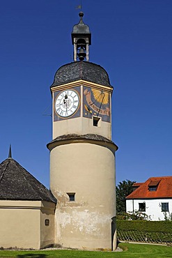 Old clock tower, 16th century, castle complex Burghausen, castle No. 48, Burghausen, Upper Bavaria, Germany, Europe