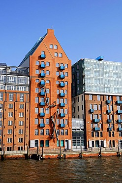 Harbour Hamburg, former warehouse, Altona district, Elbe river, Hanseatic City of Hamburg, Germany, Europe